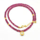 Natural Ruby Beaded Necklace with Polki Flat Cut Diamond Pendant