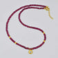 Natural Ruby Beaded Necklace with Polki Flat Cut Diamond Pendant