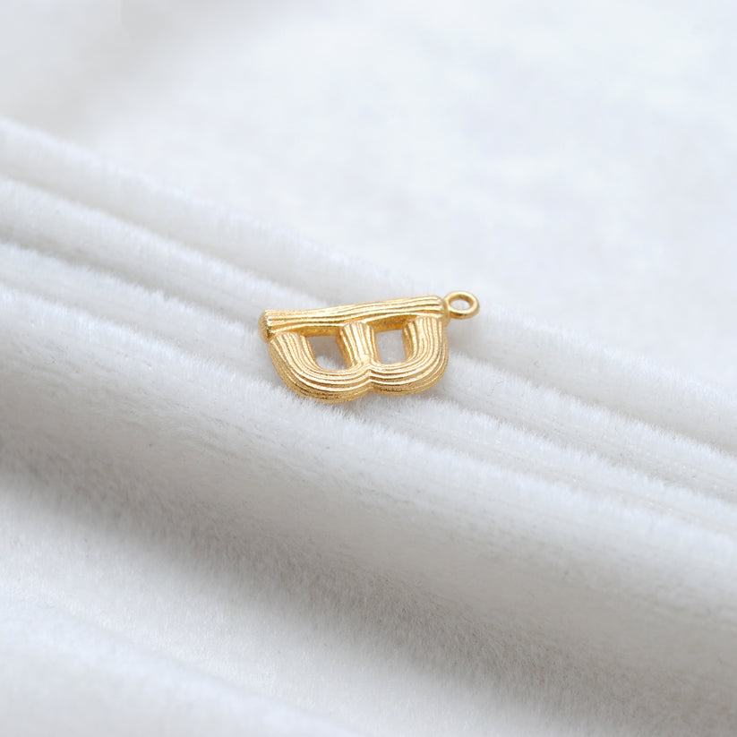 18k Solid Yellow Gold B Initial Letter Charm Pendant