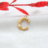 18k Solid Yellow Gold C Initial Letter Charm Pendant