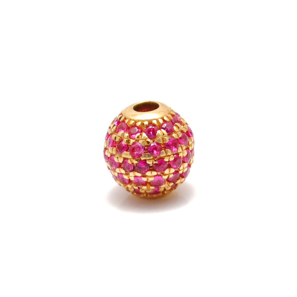 14K Solid Yellow Gold Ruby Round Ball Beads 6mm