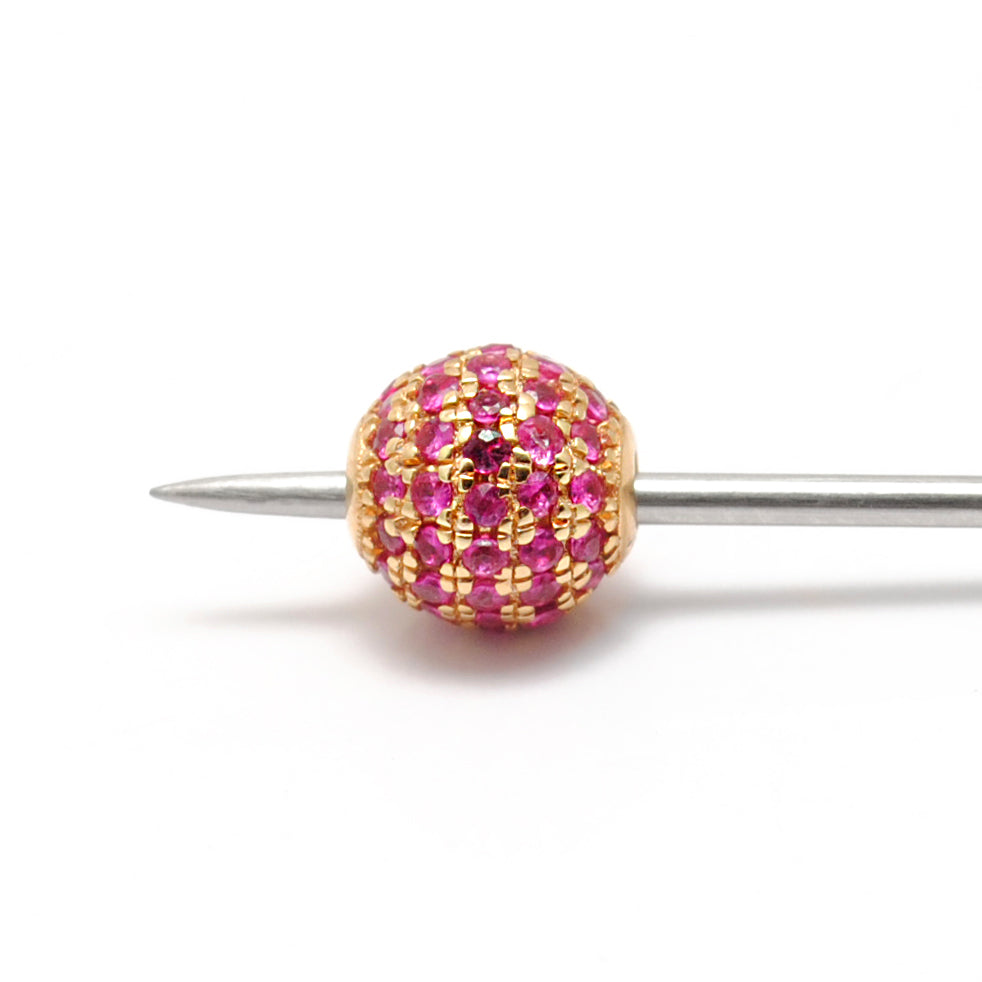 14K Solid Yellow Gold Ruby Round Ball Beads 6mm