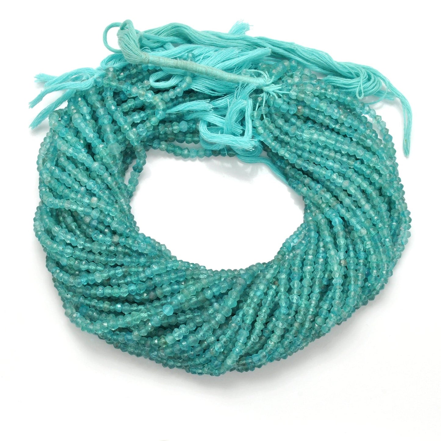 Natural Blue Apatite Rondelle Faceted Gemstone Beads 13" Strand