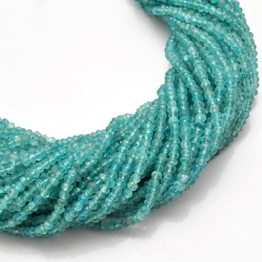 Natural Blue Apatite Rondelle Faceted Gemstone Beads 13" Strand - view 3