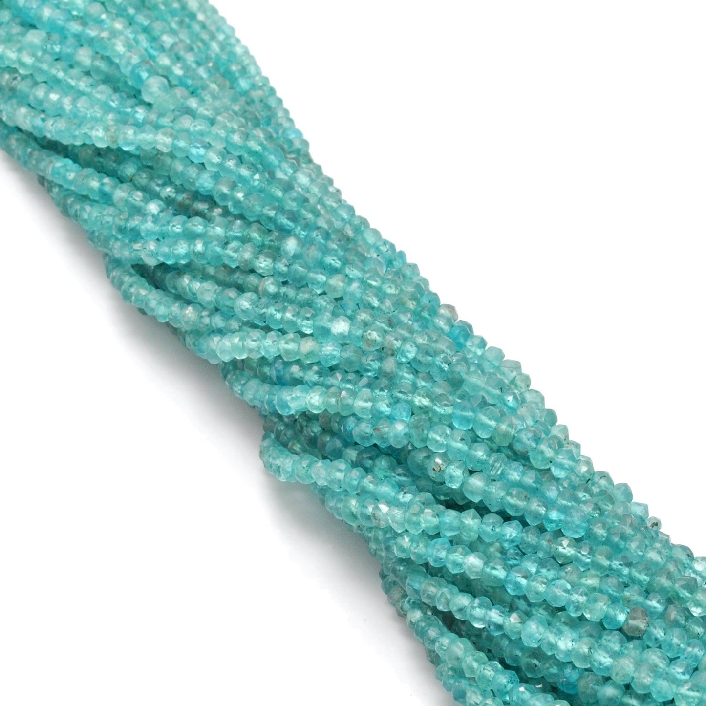 Natural Blue Apatite Rondelle Faceted Gemstone Beads 13" Strand