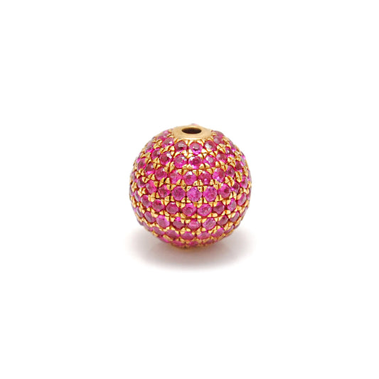 14k Solid Yellow Gold Ruby Ball Spacer Beads 10 mm