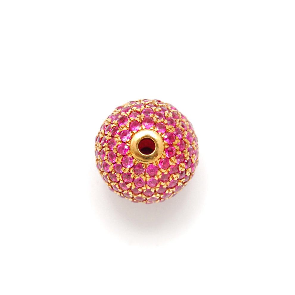 14k Solid Yellow Gold Ruby Ball Spacer Beads 10 mm
