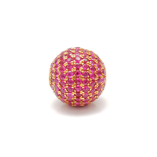 14k Solid Yellow Gold Ruby Ball Spacer Beads 10 mm - view 3