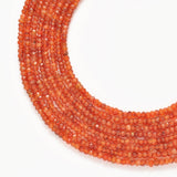 Natural Orange Carnelian Rondelle Faceted Gemstone Beads 13" Strand