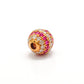 14k Solid Yellow Gold Pave Diamond & Ruby Ball Spacer Beads 4 mm
