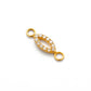 14 karat Solid Yellow Gold White Diamond Double Loop Charm 14.5mm