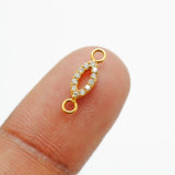14 karat Solid Yellow Gold White Diamond Double Loop Charm 14.5mm