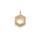 14k Yellow Gold White Diamond Minimalist Hexagon Charm 8mm