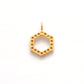 14k Yellow Gold White Diamond Minimalist Hexagon Charm 8mm