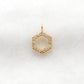 14k Yellow Gold White Diamond Minimalist Hexagon Charm 8mm