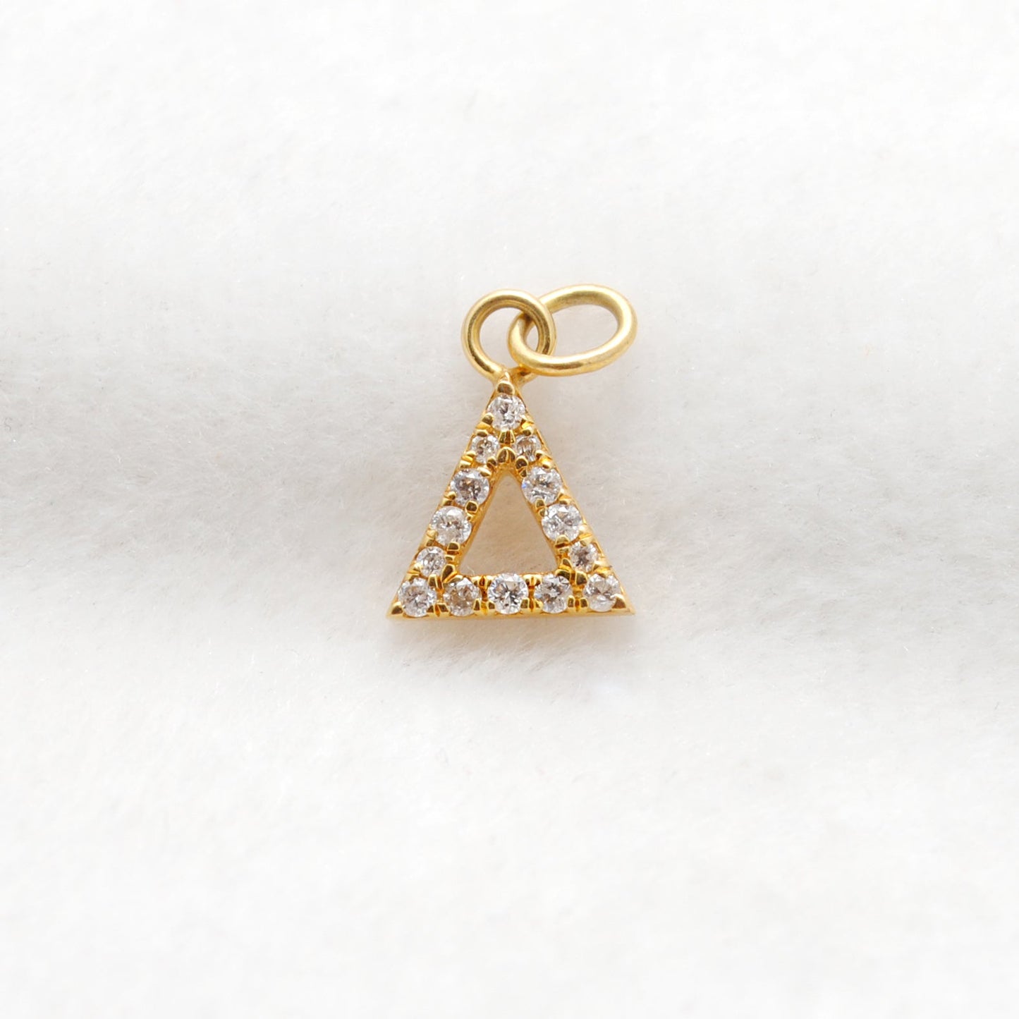 14k Yellow Gold White Diamond Triangle Charm