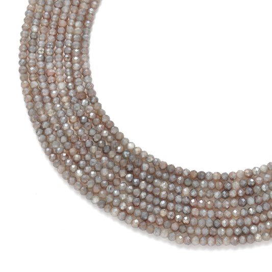 Grey Moonstone Rondelle Gemstone Beads 13" Strand
