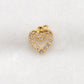 14k Solid Yellow Gold White Diamond Heart Charm 8mm
