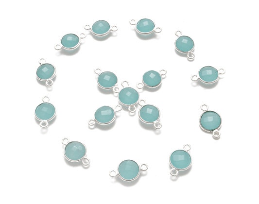 Aqua Chalcedony Round Double Bail Bezel Connector - view 3