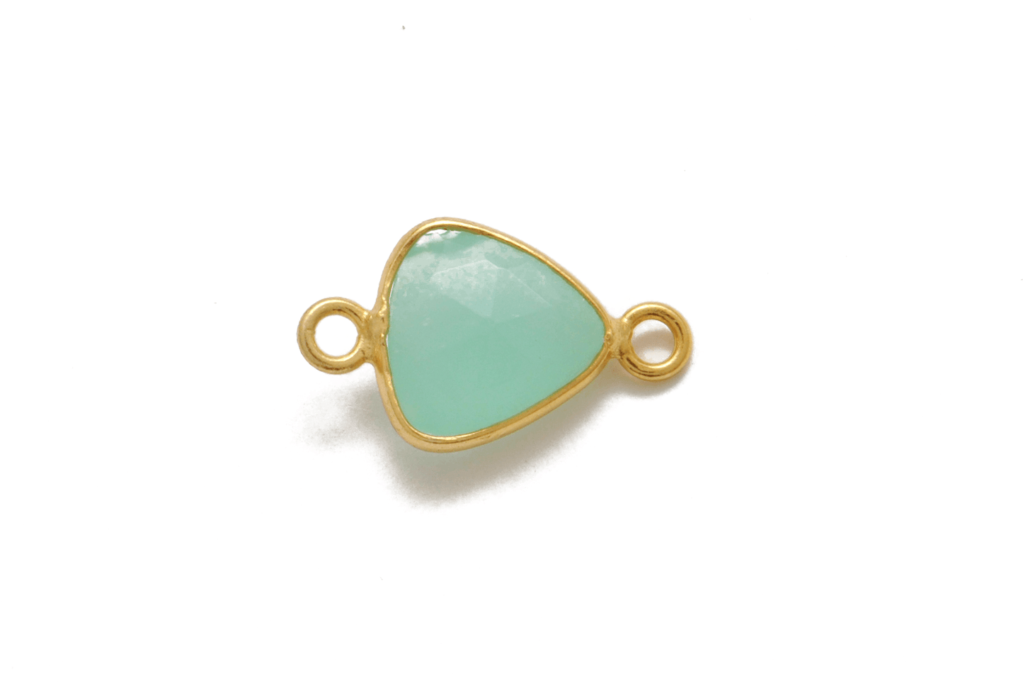 Green Chalcedony Triangle Gold Plated Bezel Connector