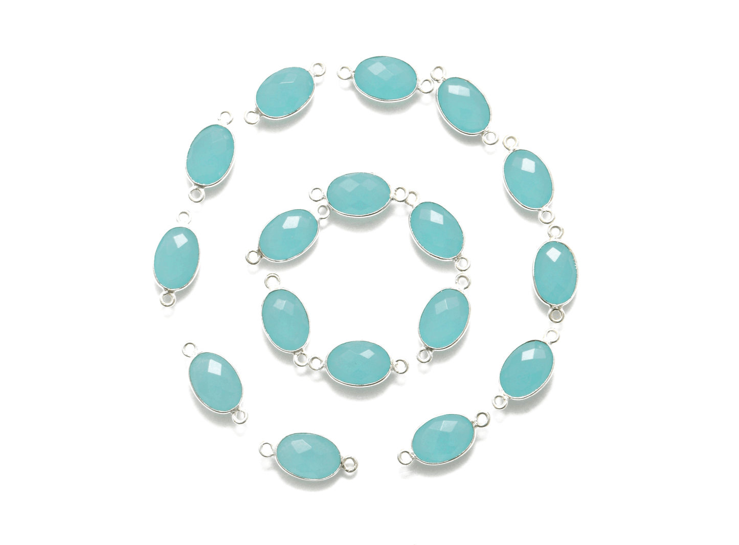 Aqua Chalcedony Oval Bezel Connector