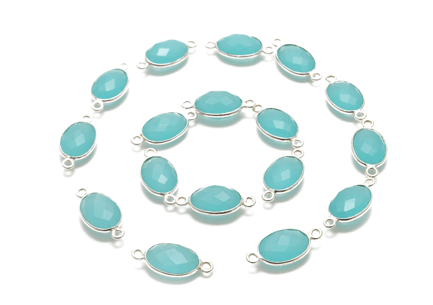 Aqua Chalcedony Oval Bezel Connector