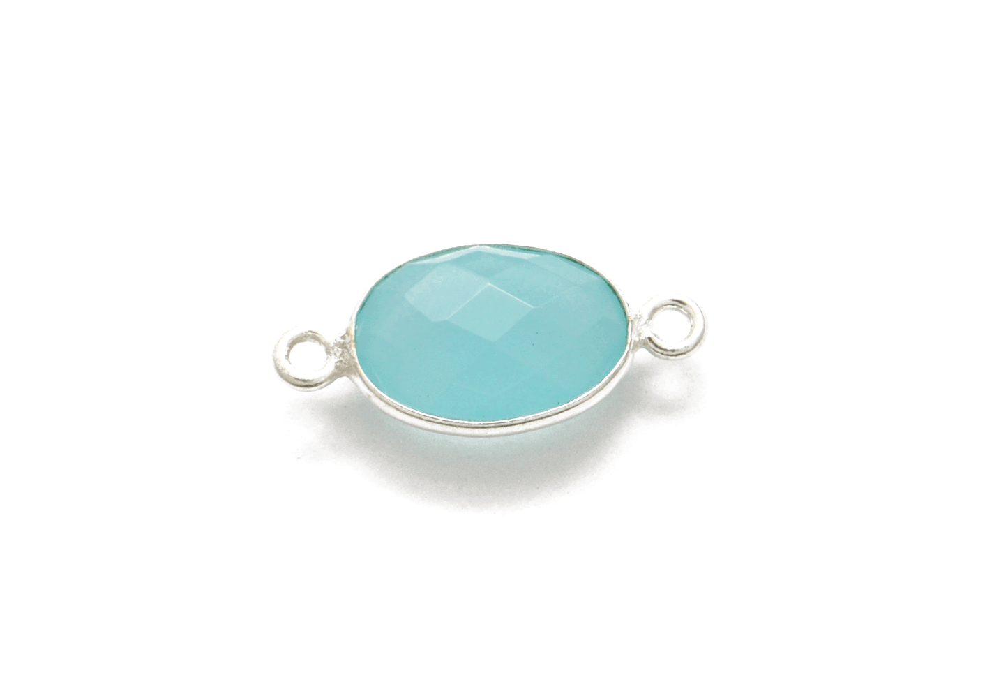Aqua Chalcedony Oval Bezel Connector