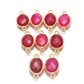 Hot Pink Chalcedony Oval Gold Plated Bezel Connector