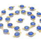 Blue Chalcedony Round Gold Plated Closed Double Bail Bezel Connector