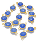 Blue Chalcedony Round Gold Plated Closed Double Bail Bezel Connector