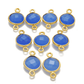 Blue Chalcedony Round Gold Plated Closed Double Bail Bezel Connector