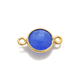 Blue Chalcedony Round Gold Plated Closed Double Bail Bezel Connector