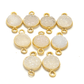 Druzy Quartz Round Gold Plated Double Bail Bezel Connector