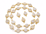 Druzy Quartz Round Gold Plated Double Bail Bezel Connector