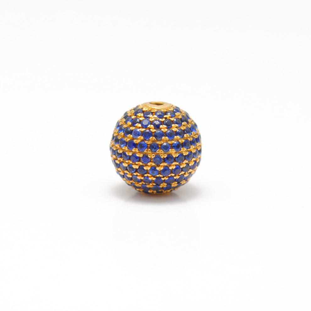 14k Solid Yellow Gold Blue Sapphire Ball Spacer Beads 10 mm