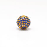 14k Solid Yellow Gold Blue Sapphire Ball Spacer Beads 10 mm
