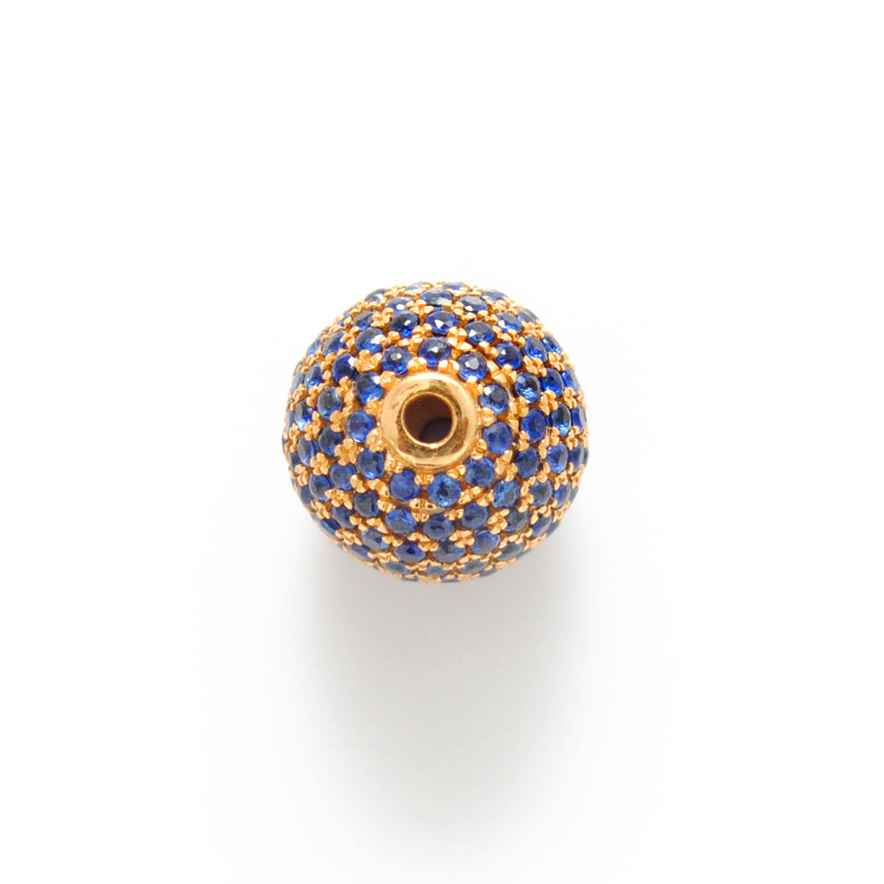 14k Solid Yellow Gold Blue Sapphire Ball Spacer Beads 10 mm