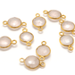 Rose Quartz Round Double Bail Gold Plated Bezel Connector