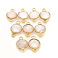 Rose Quartz Round Double Bail Gold Plated Bezel Connector