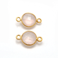 Rose Quartz Round Double Bail Gold Plated Bezel Connector