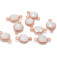 Rainbow Moonstone Round Rose Gold Plated Bezel Connector
