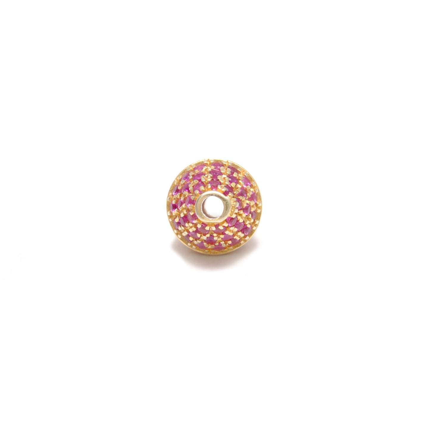 Sterling Silver and Pave Diamond Ruby Blue Sapphire Beads DIY Craft For Jewelry