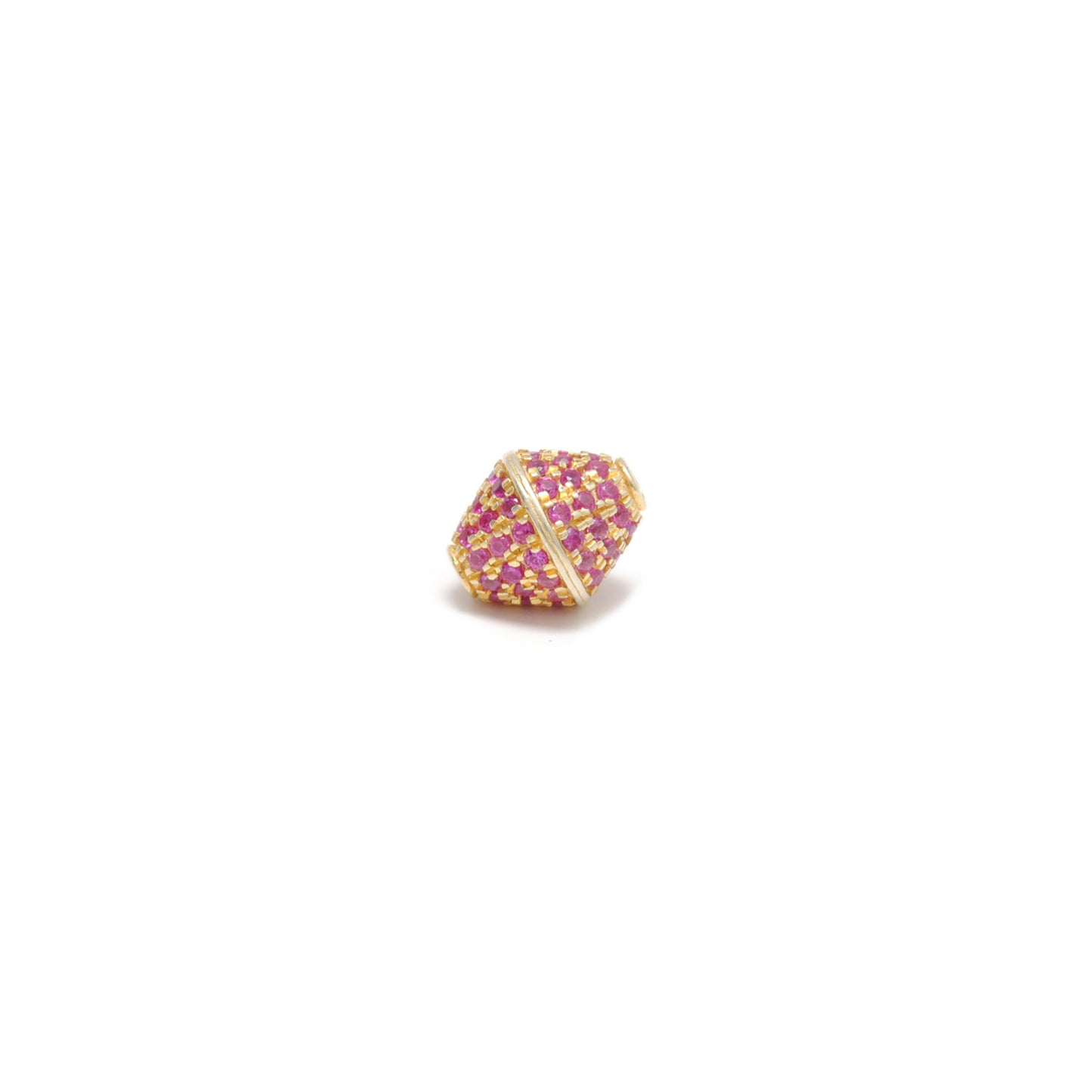 Sterling Silver and Pave Diamond Ruby Blue Sapphire Beads DIY Craft For Jewelry