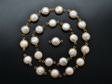 Pearl Round Gold Plated Double Bail Bezel Connector