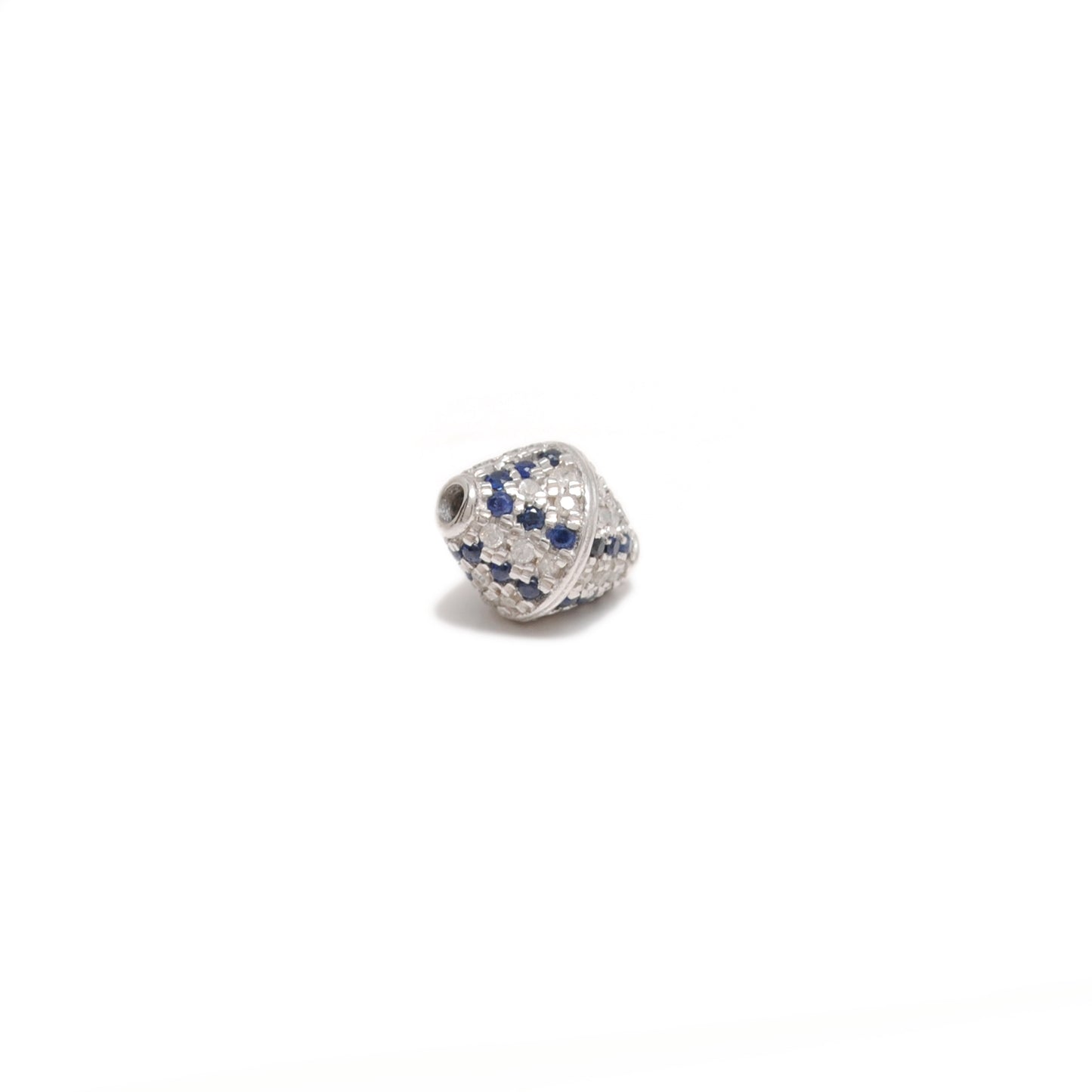 Sterling Silver and Pave Diamond Ruby Blue Sapphire Beads DIY Craft For Jewelry