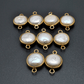 Pearl Round Gold Plated Double Bail Bezel Connector