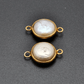 Pearl Round Gold Plated Double Bail Bezel Connector
