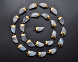 Rainbow Moonstone Tusk Electroplated Gold Plated Bezel Connector