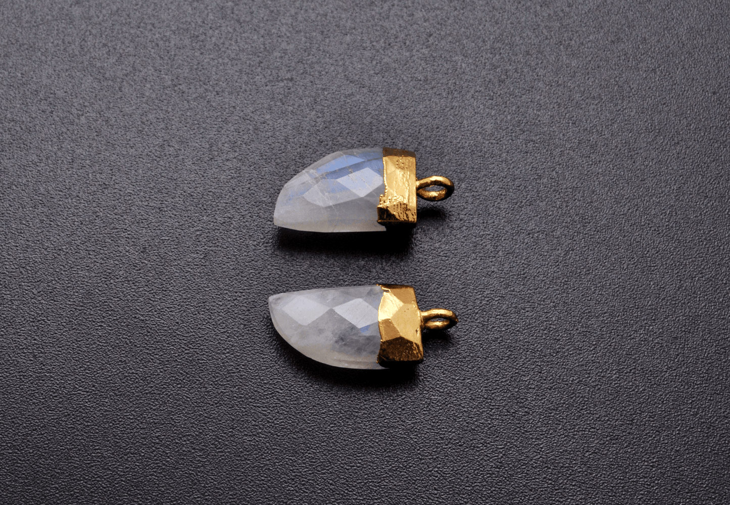 Rainbow Moonstone Tusk Electroplated Gold Plated Bezel Connector