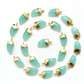 Aqua Chalcedony Tusk Electroplated Gold Plated Bezel Connector
